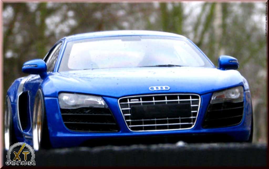 Audi R8 5.2 FSI 1/18 Kyosho 5.2 FSI blu jantes bbs 20 pouces tuning modellino in miniatura