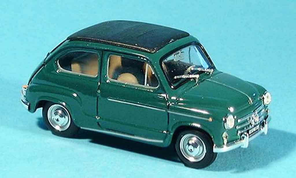 Fiat 600 1/43 Brumm D grun Faltdach geschlossen 1960 modellino in miniatura