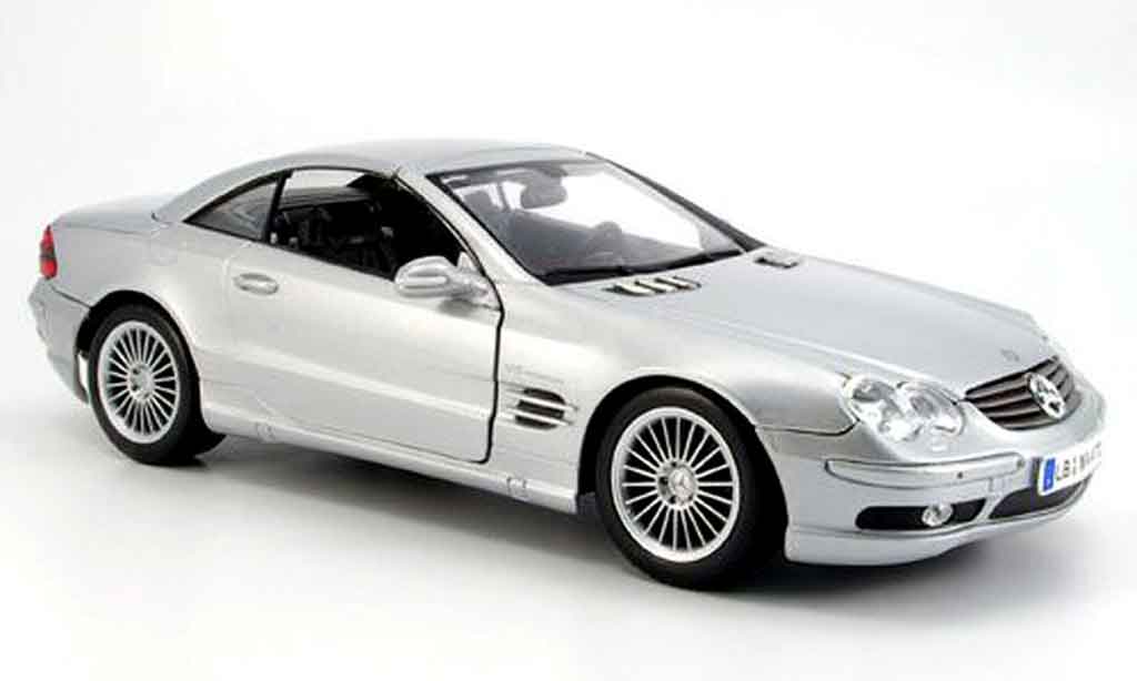 Mercedes Classe SL 1/18 Maisto 55 amg grigio 2002 modellino in miniatura