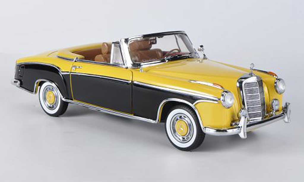 Mercedes 220 1/18 Sun Star SE Cabriolet giallo/nero 1958 modellino in miniatura