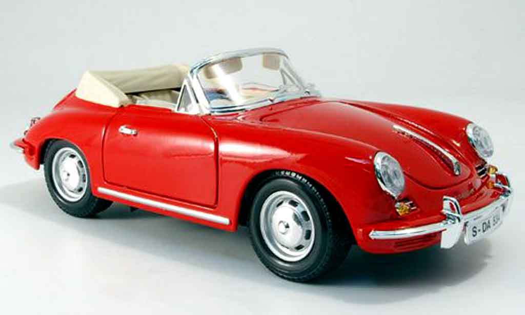 Porsche 356 1961 1/18 Burago 1961 B cabriolet rosso modellino in miniatura
