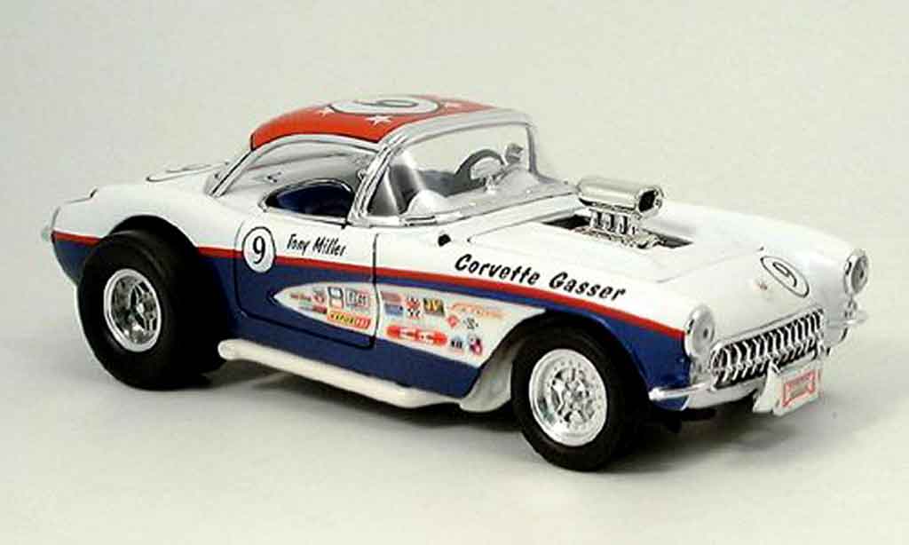 Chevrolet Corvette C1 1/18 Yat Ming C1 gasser bianco blu no.9 1957 modellino in miniatura
