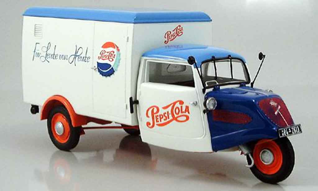 Tempo Dreirad 1/18 Minichamps kofferwagen pepsi modellino in miniatura