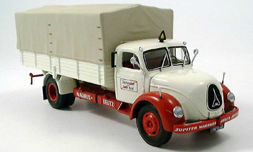 Magirus S 7500 1/43 Minichamps Jupiter Pritsche beige/rosso modellino in miniatura