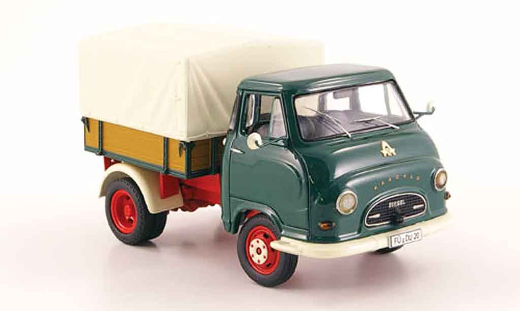 Hanomag Kurier 1/43 Schuco grun Enser Pritsche Plane modellino in miniatura