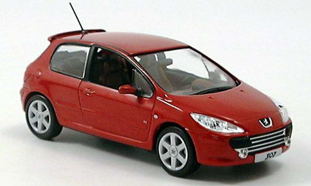 Peugeot 307 1/43 Norev rosso 3-portes Facelift modellino in miniatura