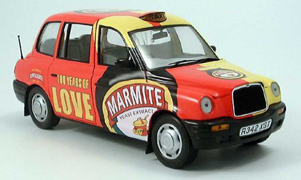 LTI TXI 1/18 Sun Star London Taxi giallo-rosso Marmite 1988 modellino in miniatura