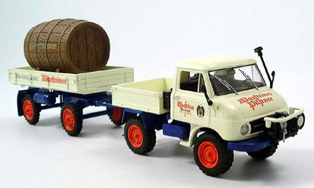 Mercedes Unimog 1/43 Schuco 411 Hangerzug Warsteiner modellino in miniatura