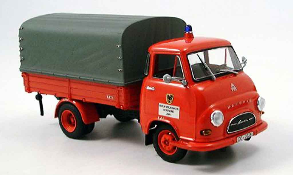 Hanomag Kurier 1/43 Minichamps Pritsche pompier Dortmund modellino in miniatura