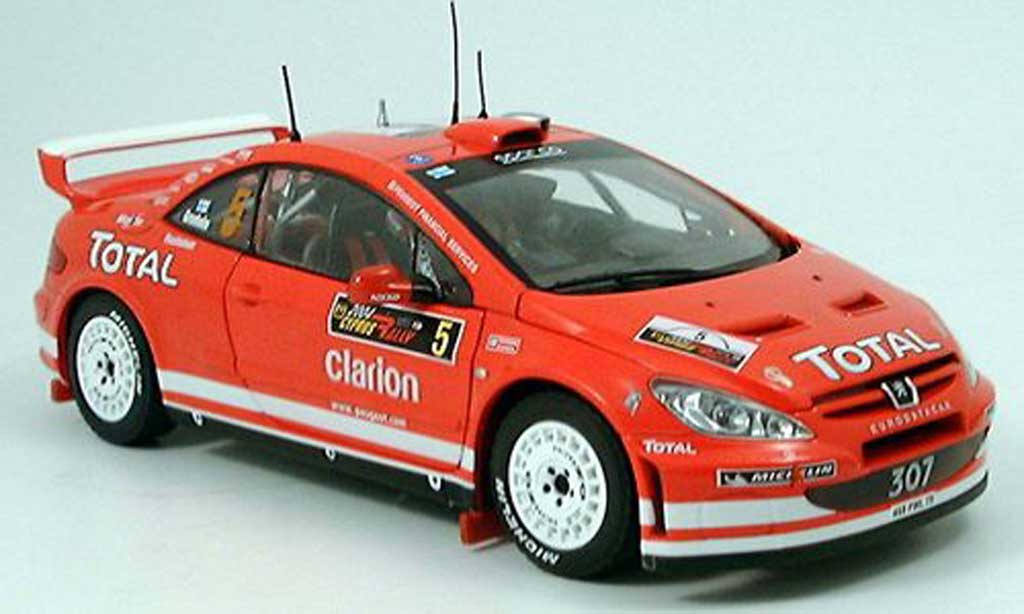 Peugeot 307 WRC 1/18 Sun Star WRC no.5 total rallye chypre 2004 modellino in miniatura
