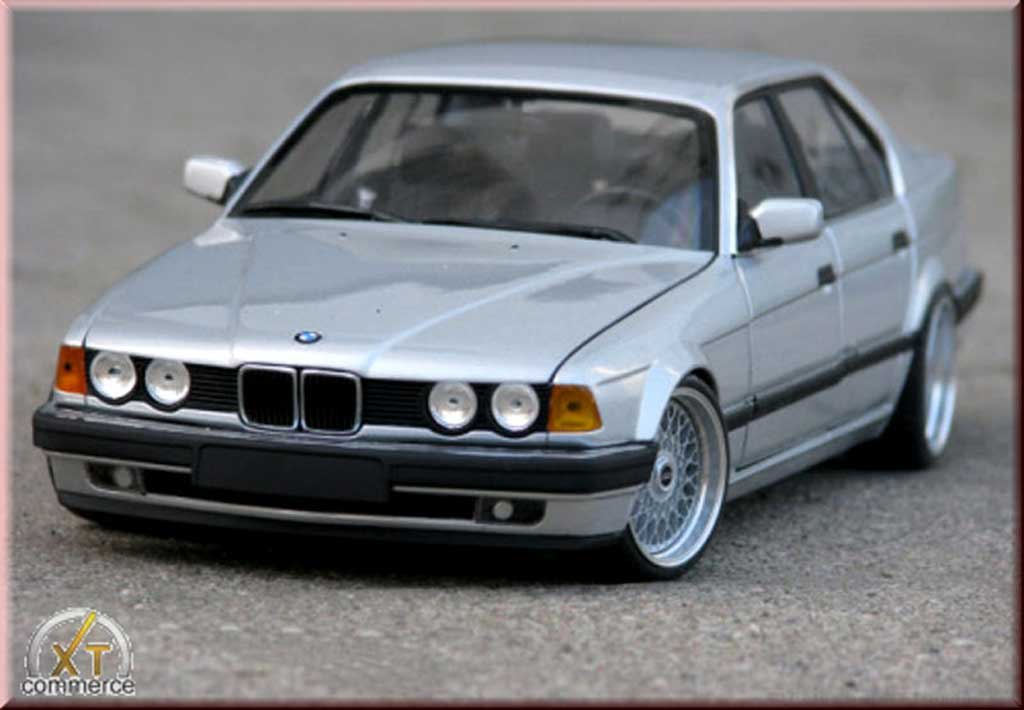 Bmw 730 E32 1/18 Minichamps E32 i grigio jantes bbs bords larges echappement inox tuning modellino in miniatura