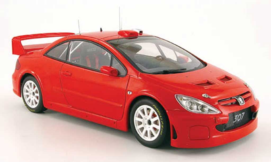 Peugeot 307 WRC 1/18 Autoart WRC rosso plain body version 2005 modellino in miniatura