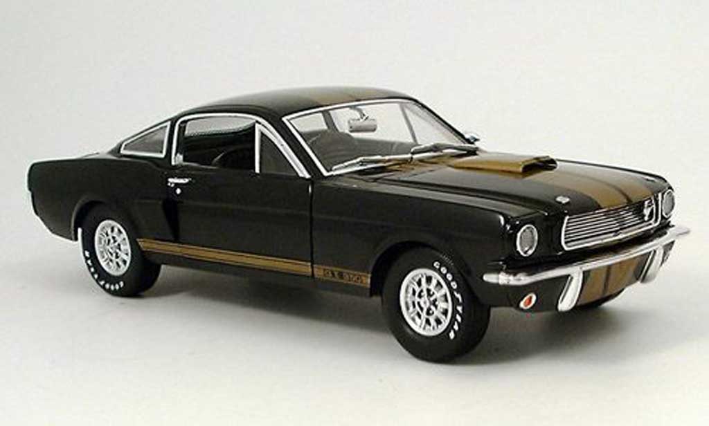 Shelby GT 350 1966 1/18 Shelby Collectibles 1966 h nero avec bandes or hertz modellino in miniatura