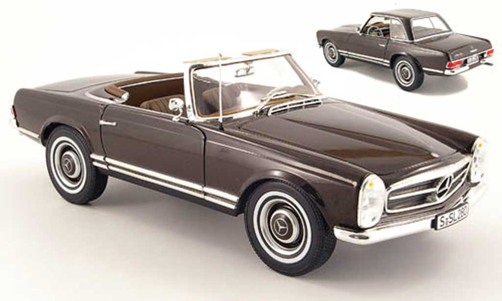 Mercedes 230 1/18 Norev sl (w 113) marroneee modellino in miniatura