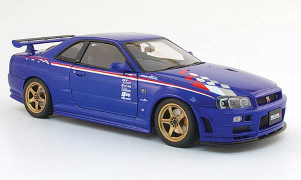 Nissan Skyline R34 1/18 Autoart R34 gt-r nismo sports resetting blu modellino in miniatura