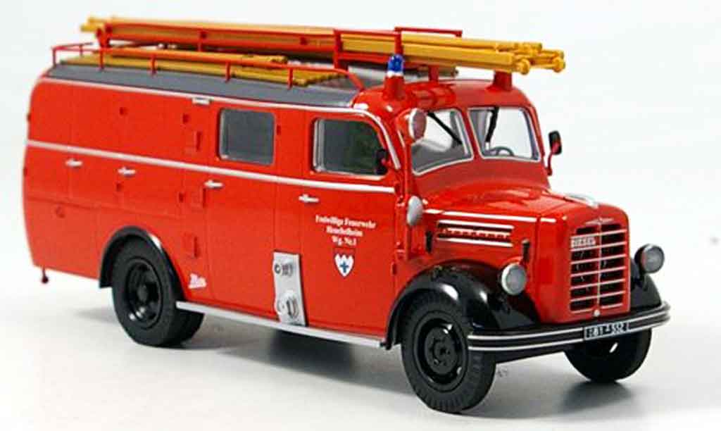 Borgward B 2500 1/43 Schuco F 8 pompier Heuchelheim modellino in miniatura