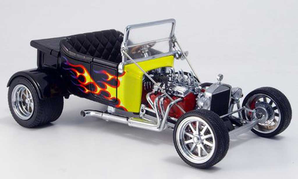 Ford Hot Rod 1/18 Yat Ming t-bucket nero avec gialloen flammen offen 1925 modellino in miniatura