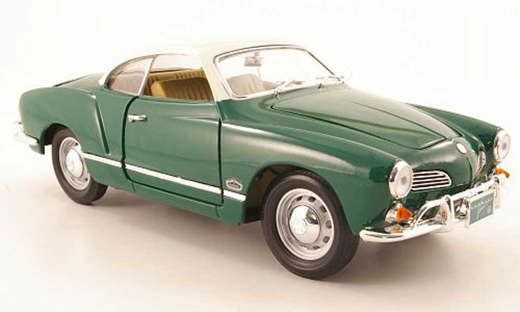 Volkswagen Karmann 1/18 Yat Ming ghia verde et blanc 1966 modellino in miniatura