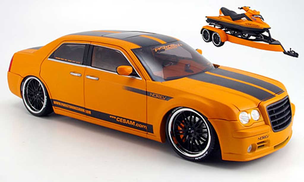 Chrysler 300C 1/18 Norev parossoech by norev mit anhanger +jetski 2007 modellino in miniatura