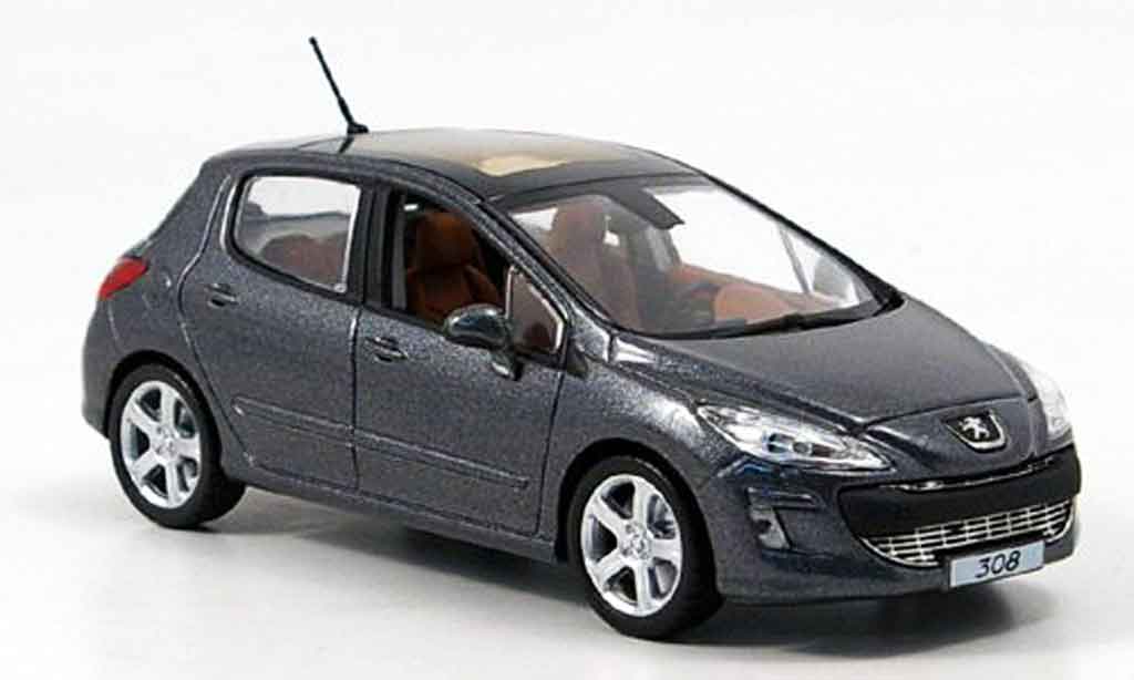Peugeot 308 1/43 Norev feline 5 portes grigio 2007 modellino in miniatura
