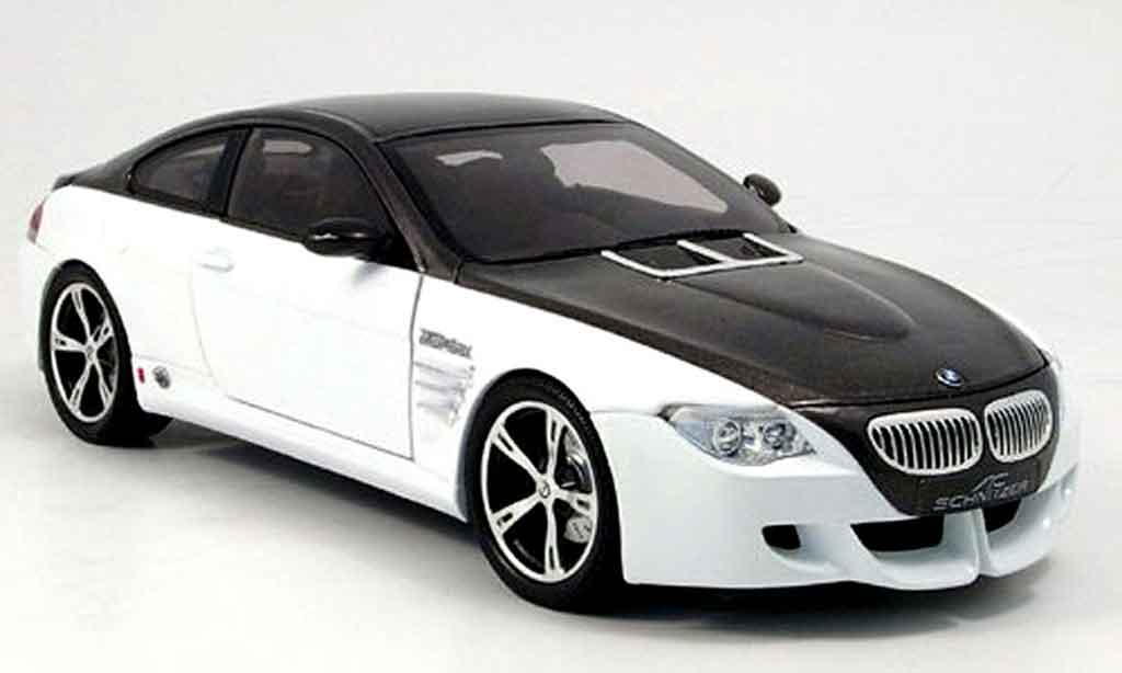 Bmw M6 E63 1/18 Norev E63 ac schnitzer nero/bianco 2007 modellino in miniatura