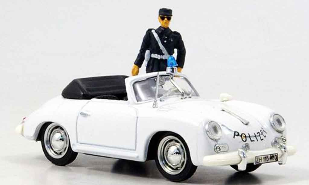 Porsche 356 1952 1/43 Brumm 1952 police Schweiz avec Figur modellino in miniatura