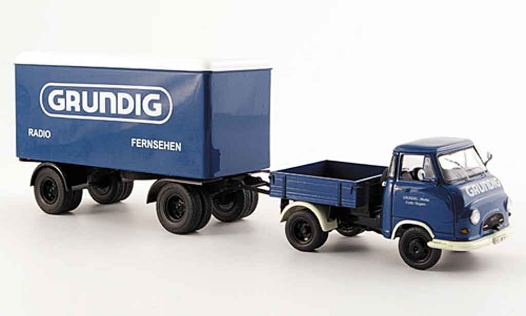 Hanomag Kurier 1/43 Schuco Enser Grundig avec Kastenhanger modellino in miniatura