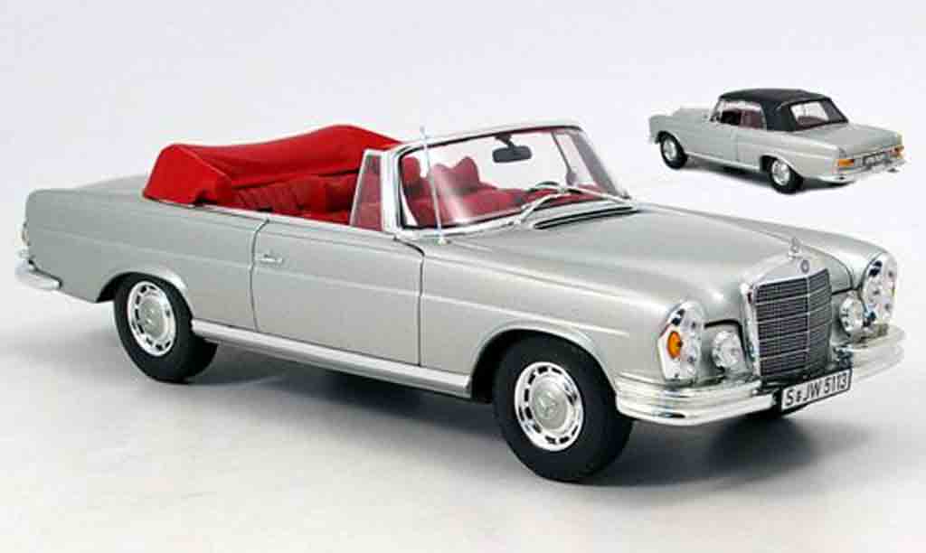 Mercedes 280 1969 1/18 Norev 1969 se cabriolet grigio avec hardtop modellino in miniatura
