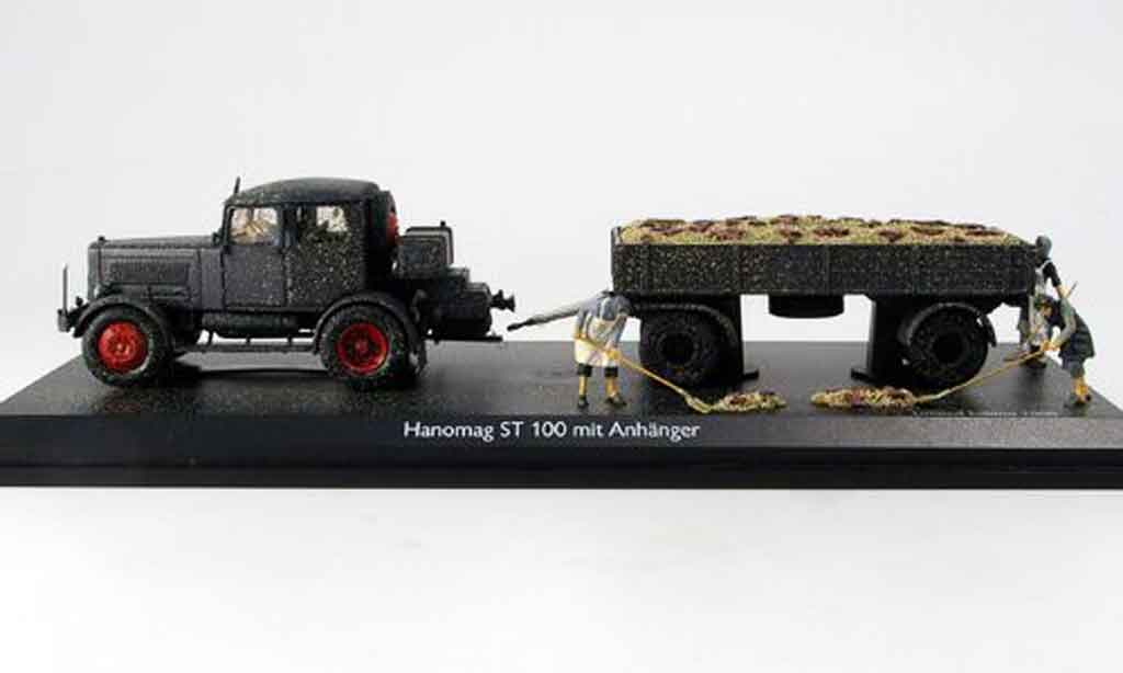 Hanomag ST 100 1/43 Schuco avec 2 Achs Anhanger und Figuren modellino in miniatura