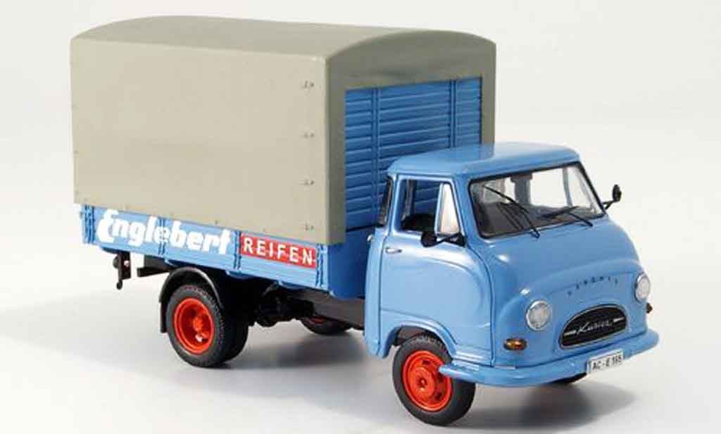 Hanomag Kurier 1/43 Schuco Englebert Reifen Pritsche Plane modellino in miniatura