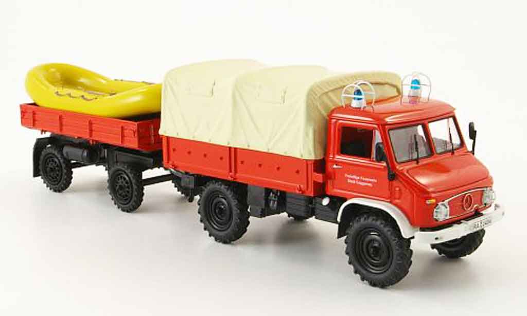Mercedes Unimog 1/43 Schuco 404 pompier Gaggenau modellino in miniatura