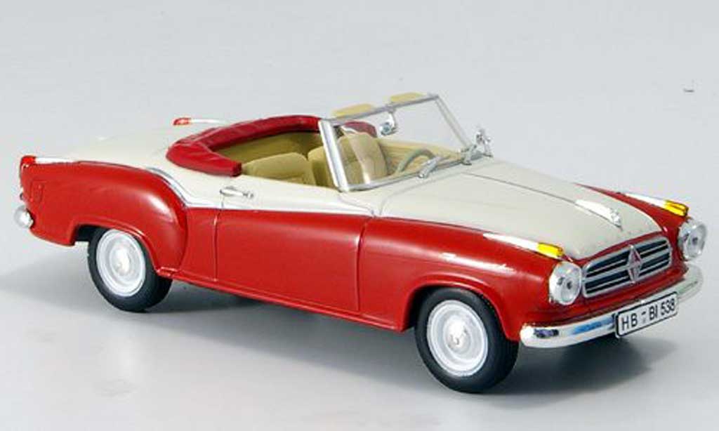 Borgward Isabella 1/43 Norev Cabriolet rosso/bianco 1958 modellino in miniatura