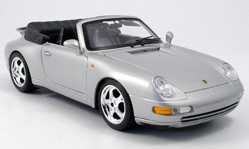Porsche 993 Cabriolet 1/18 Burago Cabriolet Carrera grigio modellino in miniatura