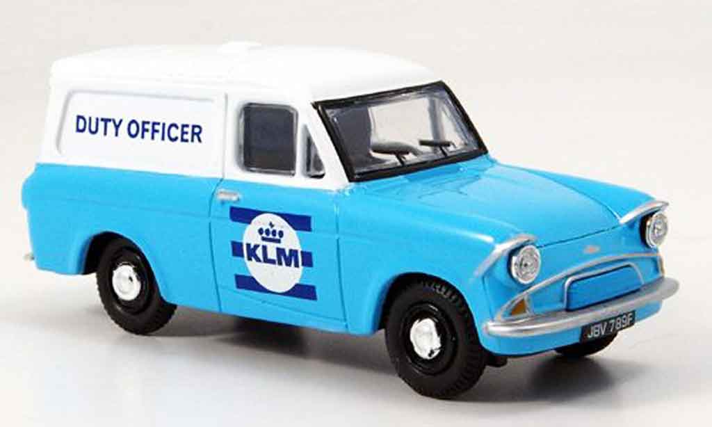 Ford Anglia 1/43 Oxford Van blu bianco KLM Duty Officer modellino in miniatura