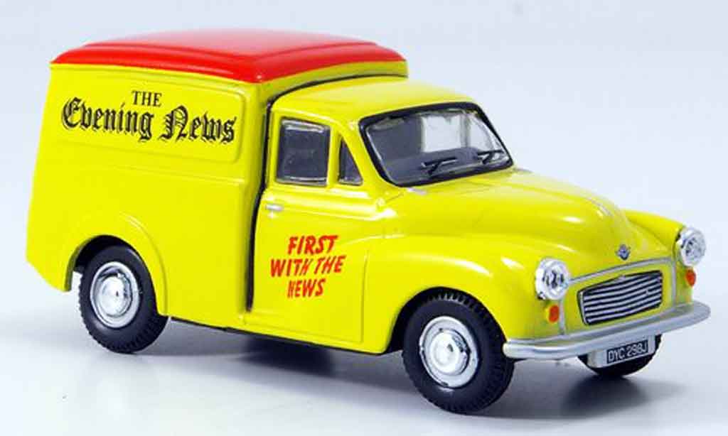 Morris Minor 1/43 Oxford Van giallo rosso Evening News Kasten modellino in miniatura