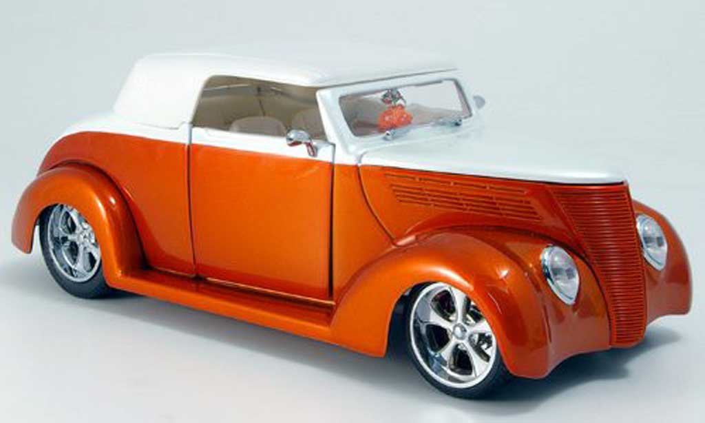 Ford Hot Rod 1/18 Yat Ming convertibile orange-met./bianco geschlossen 1937 modellino in miniatura