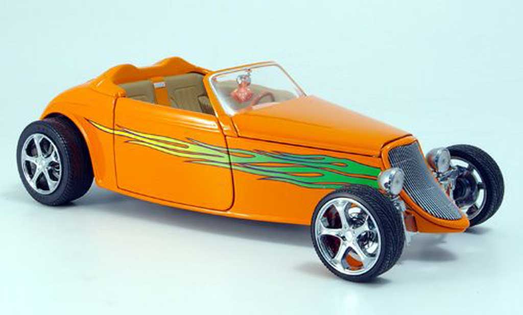 Ford Hot Rod 1/18 Yat Ming convertibile orange grune flammen offen 1933 modellino in miniatura