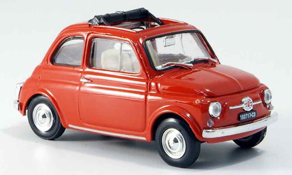 Fiat 500 1/43 Brumm Fkorallenrosso geoffnetes Faltdach 1965 modellino in miniatura