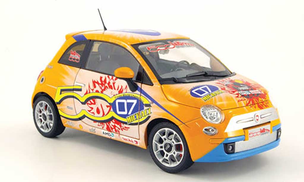 Fiat 500 Schumacher 1/18 Norev Schumacher michael orange wroom version 2008 modellino in miniatura