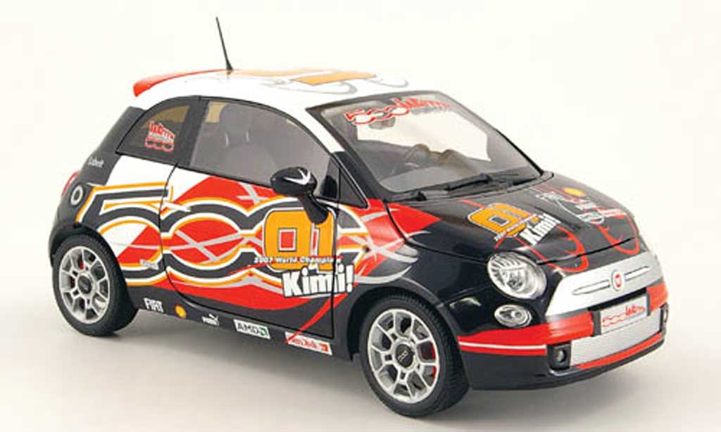 Fiat 500 1/18 Norev nero/bianco kimi raikkonen wroom version 2008 modellino in miniatura