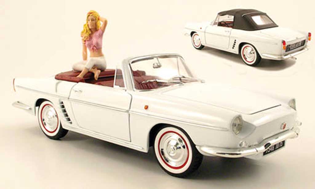 Renault Floride 1/18 Norev bianco 1958 avec figurine de b.bardot et capote de toit amovible modellino in miniatura