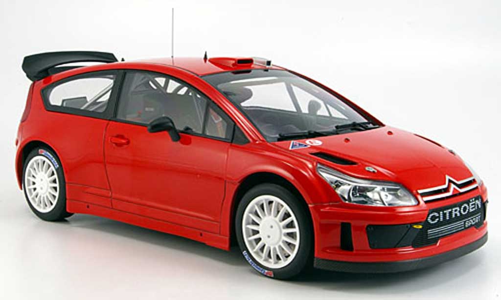 Citroen C4 WRC 1/18 Autoart WRC rosso plain body version modellino in miniatura