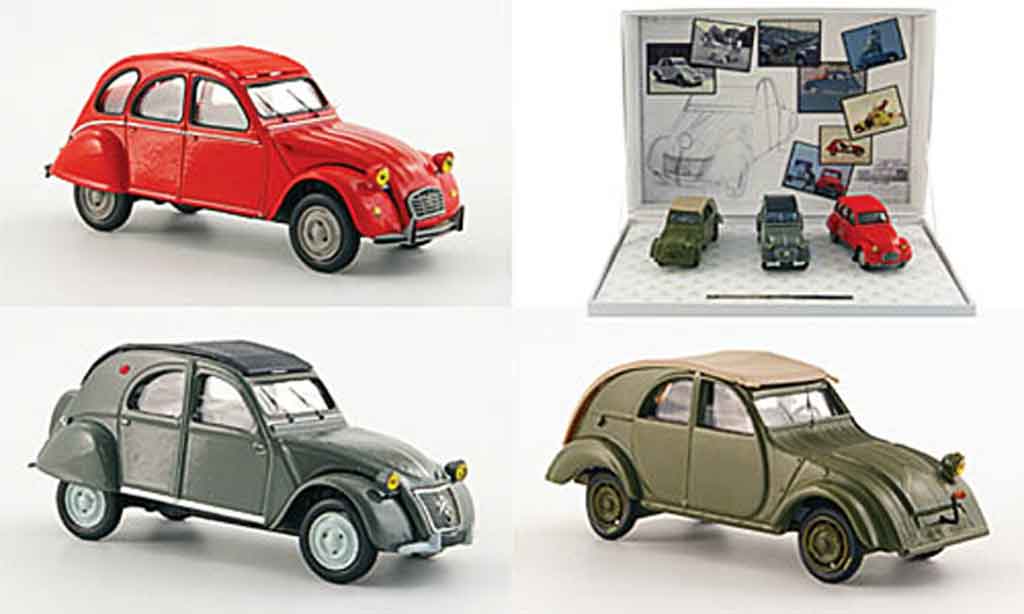 Citroen 2CV 1/43 Norev 3er set 60 jahre nr.2 modellino in miniatura