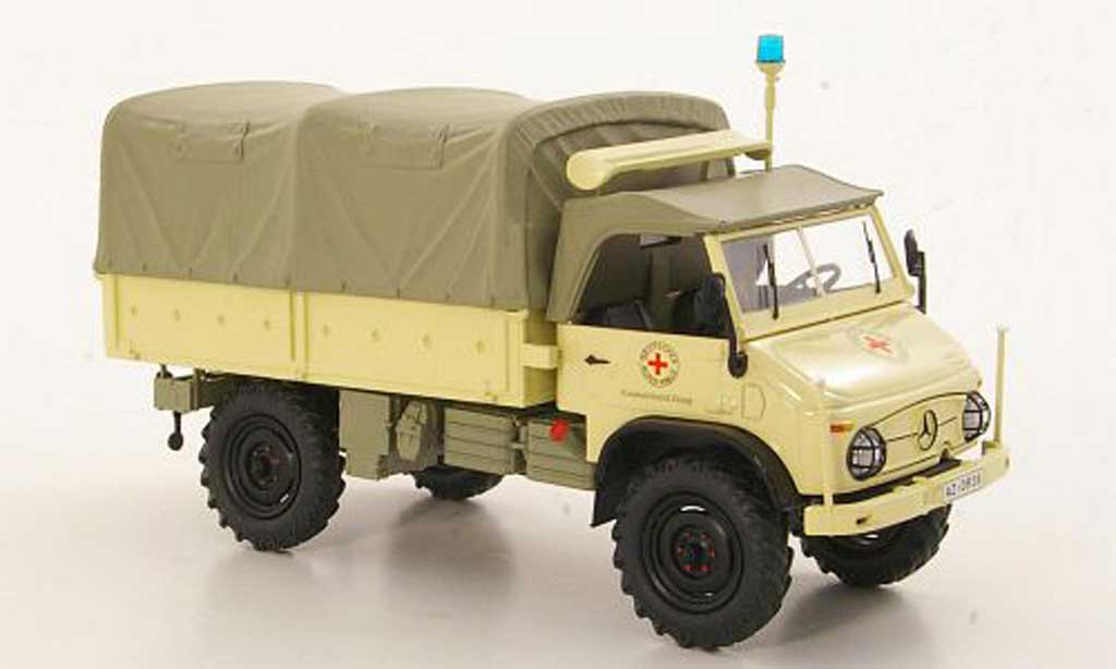 Mercedes Unimog 1/43 Schuco 404 S rossoes Kreuz Pritsche/Plane modellino in miniatura