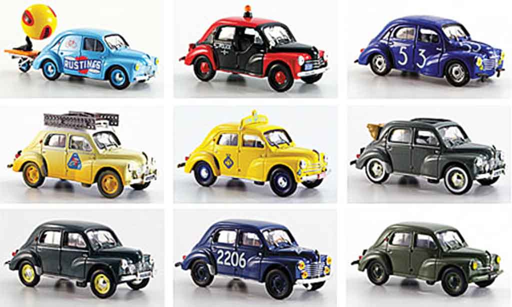 Renault 4CV 1/43 Eligor set avec 9 modellen 1961 modellino in miniatura