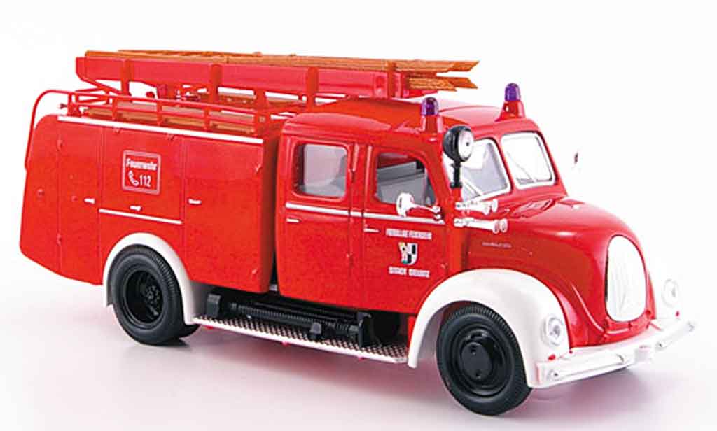 Magirus TLF 16 1/43 Yat Ming Merkur rosso bianco pompier modellino in miniatura