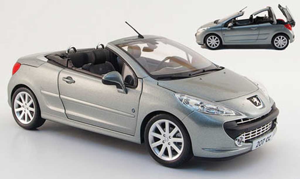 Peugeot 207 CC 1/18 Norev CC roland garros grigio 2008 modellino in miniatura