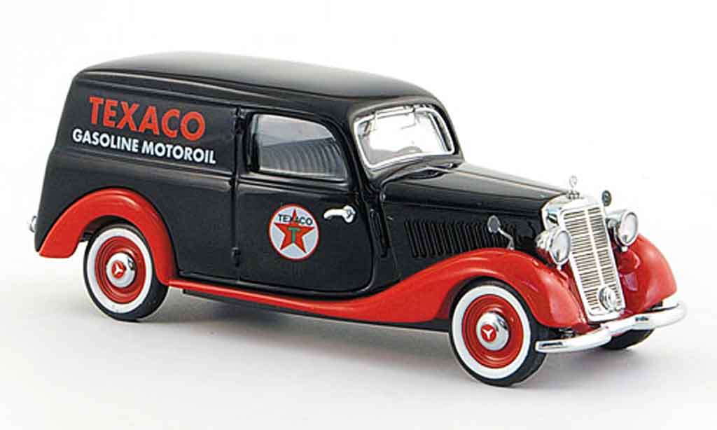Mercedes 170 1/43 Schuco V Kasten Texaco nero rosso modellino in miniatura