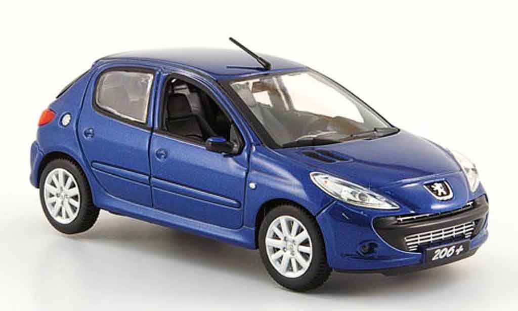 Peugeot 206 1/43 Norev blu 2009 modellino in miniatura