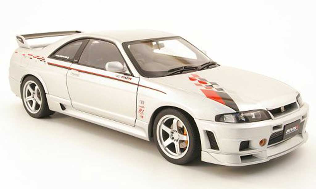 Nissan Skyline R33 1/18 Autoart R33 gt-r r-tune grigio metallisee avec bandes 1997 modellino in miniatura